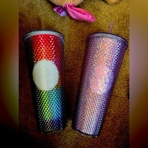 Starbucks studded Overseas purple glitter tumblr and Pride studded htf cup